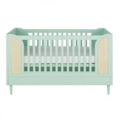 Maisons Du Monde Lits Bébé Lit Bébé évolutif à Barreaux Vert Et Cannage En Rotin L145
