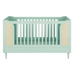 Maisons Du Monde Lits Bébé Lit Bébé évolutif à Barreaux Vert Et Cannage En Rotin L145 -Lits bébé Soldes lit bebe evolutif a barreaux vert et cannage en rotin l145 1000 3 25 226222 3