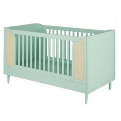 Maisons Du Monde Lits Bébé Lit Bébé évolutif à Barreaux Vert Et Cannage En Rotin L145 -Lits bébé Soldes lit bebe evolutif a barreaux vert et cannage en rotin l145 1000 3 25 226222 4