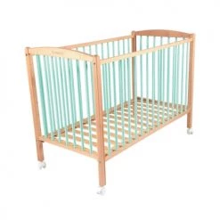 Combelle Lits Bébé Lit Bicolore Réglable En Hauteur En Hêtre Massif Vert 70x140