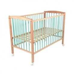 Combelle Lits Bébé Lit Bicolore Réglable En Hauteur En Hêtre Massif Vert 70x140 -Lits bébé Soldes lit bicolore reglable en hauteur en hetre massif vert 70x140 3