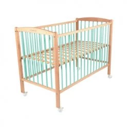 Combelle Lits Bébé Lit Bicolore Réglable En Hauteur En Hêtre Massif Vert 70x140 -Lits bébé Soldes lit bicolore reglable en hauteur en hetre massif vert 70x140 4