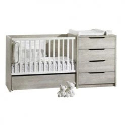 Sauthon Lits Bébé Lit Combiné 120x60 évolutif En Bois Blanc -Lits bébé Soldes lit combine 120x60 evolutif en bois blanc 1