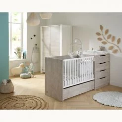 Sauthon Lits Bébé Lit Combiné 120x60 évolutif En Bois Blanc -Lits bébé Soldes lit combine 120x60 evolutif en bois blanc 3