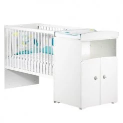 BabyPrice Lits Bébé Lit Combiné évolutif 120x60 En 90x190 En Bois Blanc