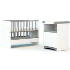 AT4 Lits Bébé Lit Combiné Evolutif Blanc Et Gris -Lits bébé Soldes lit combine evolutif blanc et gris 2