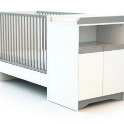 AT4 Lits Bébé Lit Combiné Evolutif Blanc Et Gris