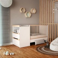 AT4 Lits Bébé Lit Combiné Evolutif Blanc Et Hêtre Verni 9 AT4 Lits Bébé Lit Combiné Evolutif Blanc Et Hêtre Verni -Lits bébé Soldes lit combine evolutif blanc et hetre verni 3