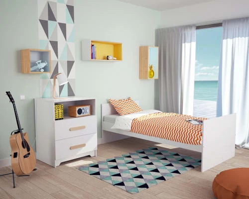 AT4 Lits Bébé Lit Combiné Evolutif Blanc Et Hêtre Verni 7 AT4 Lits Bébé Lit Combiné Evolutif Blanc Et Hêtre Verni – Image 5