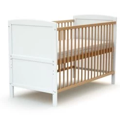 AT4 Lits Bébé Lit évolutif 60x120 Blanc Et Hêtre Verni -Lits bébé Soldes lit evolutif 60x120 blanc et hetre verni 2