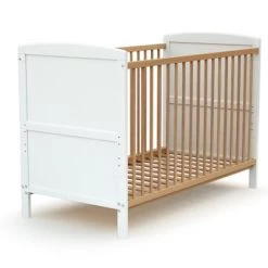 AT4 Lits Bébé Lit évolutif 60x120 Blanc Et Hêtre Verni -Lits bébé Soldes lit evolutif 60x120 blanc et hetre verni 3