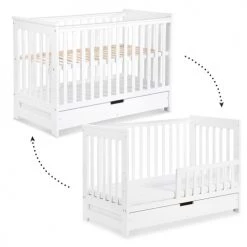 Klups Lits Bébé Lit évolutif 60x120 Tiroir De Lit Inclus Blanc -Lits bébé Soldes lit evolutif 60x120 tiroir de lit inclus blanc 1