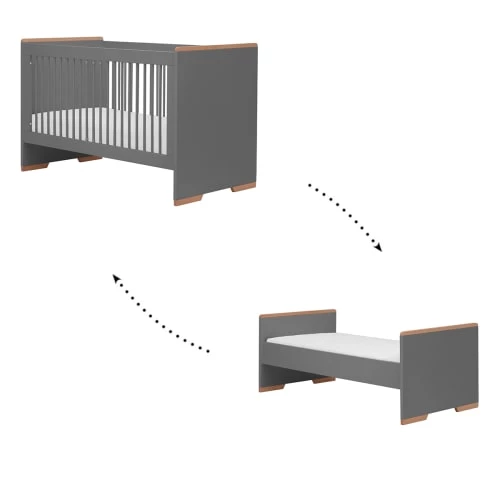 Pinio Lits Bébé Lit évolutif 70x140 Gris Naturel 4 Pinio Lits Bébé Lit évolutif 70x140 Gris Naturel – Image 2