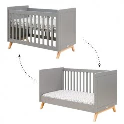 Bopita Lits Bébé Lit évolutif 70x140 Gris Naturel Naturel -Lits bébé Soldes lit evolutif 70x140 gris naturel naturel 1