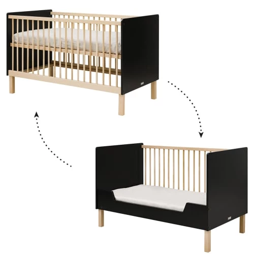Bopita Lits Bébé Lit évolutif 70x140 Noir Mat Naturel 4 Bopita Lits Bébé Lit évolutif 70x140 Noir Mat Naturel – Image 2
