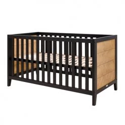 Bopita Lits Bébé Lit évolutif 70x140 Noir Naturel Naturel
