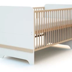 AT4 Lits Bébé Lit évolutif 70x140cm Blanc Et Hêtre Verni -Lits bébé Soldes lit evolutif 70x140cm blanc et hetre verni 10