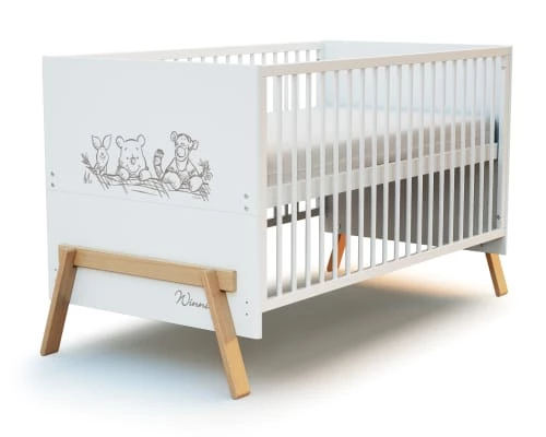 AT4 Lits Bébé Lit évolutif 70x140cm Blanc Et Hêtre Verni 7 AT4 Lits Bébé Lit évolutif 70x140cm Blanc Et Hêtre Verni – Image 5