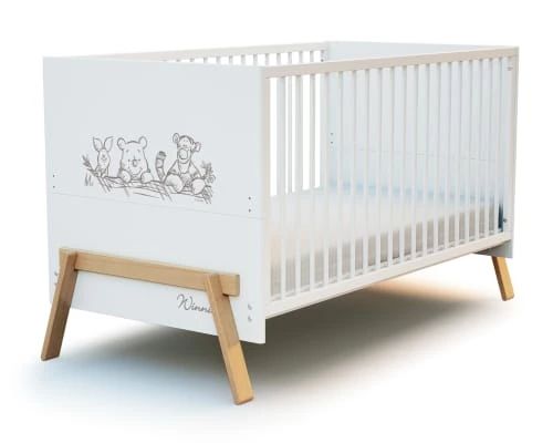 AT4 Lits Bébé Lit évolutif 70x140cm Blanc Et Hêtre Verni 3 AT4 Lits Bébé Lit évolutif 70x140cm Blanc Et Hêtre Verni