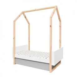 Bellamy Lits Bébé Lit évolutif Cabane 70x140 En 70x160 Tiroir Inclus Blanc Gris -Lits bébé Soldes lit evolutif cabane 70x140 en 70x160 tiroir inclus blanc gris 2