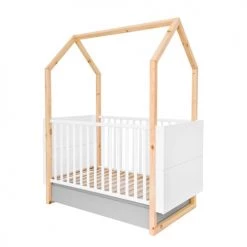Bellamy Lits Bébé Lit évolutif Cabane 70x140 En 70x160 Tiroir Inclus Blanc Gris