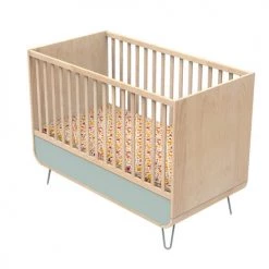 Sauthon Original Lits Bébé Lit évolutif Pieds Métal 105x143x75cm En Bois Bleu