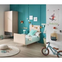 Sauthon Original Lits Bébé Lit évolutif Pieds Métal 105x143x75cm En Bois Bleu -Lits bébé Soldes lit evolutif pieds metal 105x143x75cm en bois bleu 5