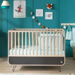 Sauthon Original Lits Bébé Lit évolutif Pieds Métal 105x143x75cm En Bois Gris -Lits bébé Soldes lit evolutif pieds metal 105x143x75cm en bois gris 2