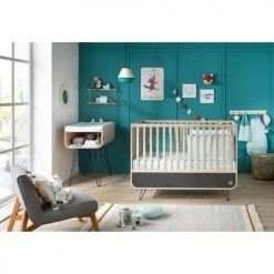 Sauthon Original Lits Bébé Lit évolutif Pieds Métal 105x143x75cm En Bois Gris -Lits bébé Soldes lit evolutif pieds metal 105x143x75cm en bois gris 4