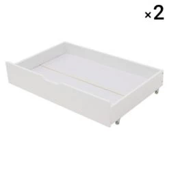 Happy Garden Têtes De Lits Et Accessoires De Lits Enfants Lot De 2 Tiroirs De Rangement Sous Lit 190x90cm Bois -Lits bébé Soldes lot de 2 tiroirs de rangement sous lit 190x90cm blancs 5