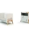 AT4 Lits Bébé Pack Lit Bébé Et Meuble Blanc Et Hêtre -Lits bébé Soldes pack lit bebe et meuble blanc et hetre