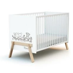 AT4 Lits Bébé Pack Lit Bébé Et Meuble Blanc Et Hêtre -Lits bébé Soldes pack lit bebe et meuble blanc et hetre 2