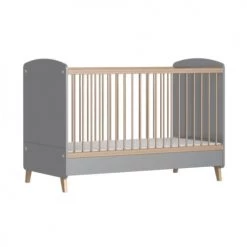 ID Kids Lits Bébé Pack Lit Bébé évolutif Avec Matelas 70x140 Cm Effet Bois Gris Et Bois