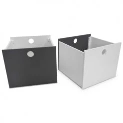 ID Kids Têtes De Lits Et Accessoires De Lits Enfants Set De 2 Cubes De Rangement Effet Bois Blanc Et Gris Anthracite
