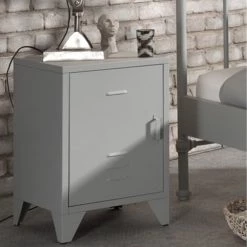 Vipack Tables De Chevet Enfant Table De Chevet 1 Porte Gris -Lits bébé Soldes table de chevet 1 porte gris 2