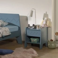 Vipack Tables De Chevet Enfant Table De Chevet 1 Tiroir Bleu -Lits bébé Soldes table de chevet 1 tiroir bleu 1