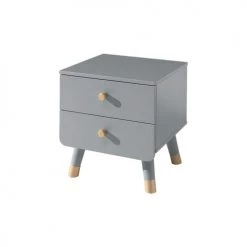 Vipack Tables De Chevet Enfant Table De Chevet 2 Tiroirs Gris