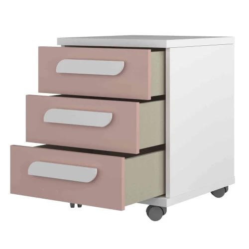 Terre De Nuit Tables De Chevet Enfant Table De Chevet 3 Tiroirs à Roulettes En Bois Blanc Et Rose 4 Terre De Nuit Tables De Chevet Enfant Table De Chevet 3 Tiroirs à Roulettes En Bois Blanc Et Rose – Image 2