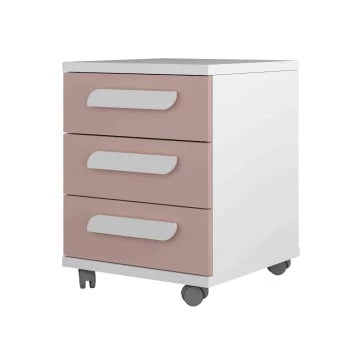 Terre De Nuit Tables De Chevet Enfant Table De Chevet 3 Tiroirs à Roulettes En Bois Blanc Et Rose 6 Terre De Nuit Tables De Chevet Enfant Table De Chevet 3 Tiroirs à Roulettes En Bois Blanc Et Rose – Image 4