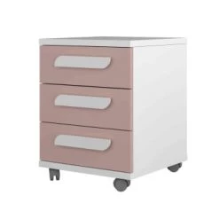 Terre De Nuit Tables De Chevet Enfant Table De Chevet 3 Tiroirs à Roulettes En Bois Blanc Et Gris Clair -Lits bébé Soldes table de chevet 3 tiroirs a roulettes en bois blanc et rose 3