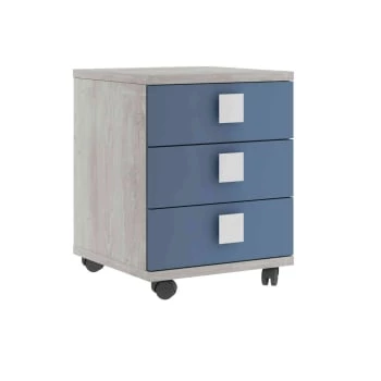 Terre De Nuit Tables De Chevet Enfant Table De Chevet 3 Tiroirs à Roulettes En Bois Imitation Chêne Et Bleu 8 Terre De Nuit Tables De Chevet Enfant Table De Chevet 3 Tiroirs à Roulettes En Bois Imitation Chêne Et Bleu – Image 6