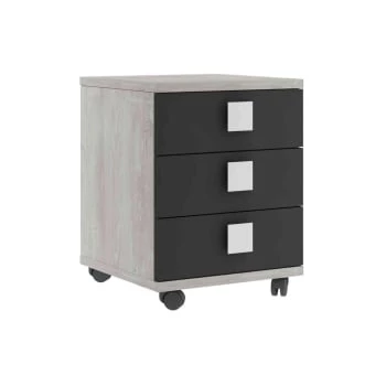 Terre De Nuit Tables De Chevet Enfant Table De Chevet 3 Tiroirs à Roulettes En Bois Imitation Chêne Et Noir 6 Terre De Nuit Tables De Chevet Enfant Table De Chevet 3 Tiroirs à Roulettes En Bois Imitation Chêne Et Noir – Image 4