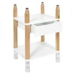 Toilinux Tables De Chevet Enfant Table De Chevet Avec Tiroir Pour Chambre D'enfant Blanc -Lits bébé Soldes table de chevet avec tiroir pour chambre d enfant blanc 5