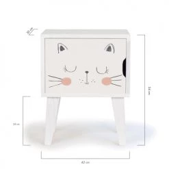RNT By Really Nice Things Tables De Chevet Enfant Table De Chevet En Pin Pour Enfant Dessin De Chat -Lits bébé Soldes table de chevet en pin pour enfant dessin de chat 2