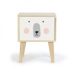 RNT By Really Nice Things Tables De Chevet Enfant Table De Chevet En Pin Pour Enfants Dessin D'ours.