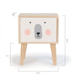 RNT By Really Nice Things Tables De Chevet Enfant Table De Chevet En Pin Pour Enfants Dessin D'ours. -Lits bébé Soldes table de chevet en pin pour enfants dessin d ours 3