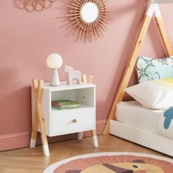Lits bébé Soldes -Lits bébé Soldes table de chevet enfant blanc 1 tiroir 1