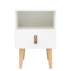 Bopita Tables De Chevet Enfant Table De Nuit Blanc/naturel En MDF, Panneaux De Particules Et Hêtre