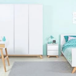 Bopita Tables De Chevet Enfant Table De Nuit Sans Pinces Blanc/naturel En MDF Et Hêtre