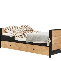 Bopita Têtes De Lits Et Accessoires De Lits Enfants Tiroir De Lit 90x200 Noir Naturel Naturel -Lits bébé Soldes tiroir de lit 90x200 noir naturel naturel 3